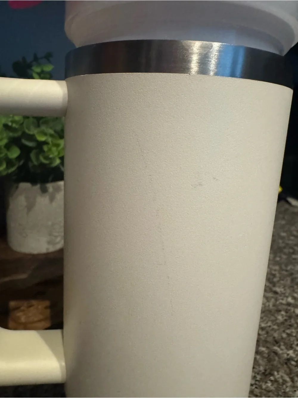 Stanley Cream Travel Mug with Pink Straw Cap